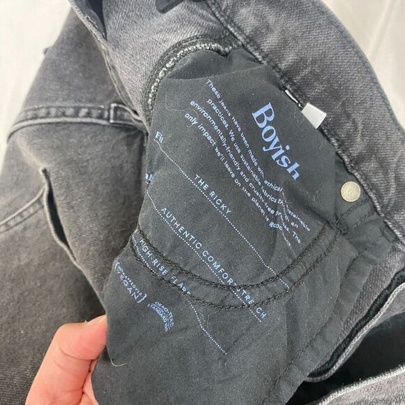 Boyish By Her Womens The Ricky Flare Jeans Black Button Fly High Rise Grunge 29 - Picture 8 of 14